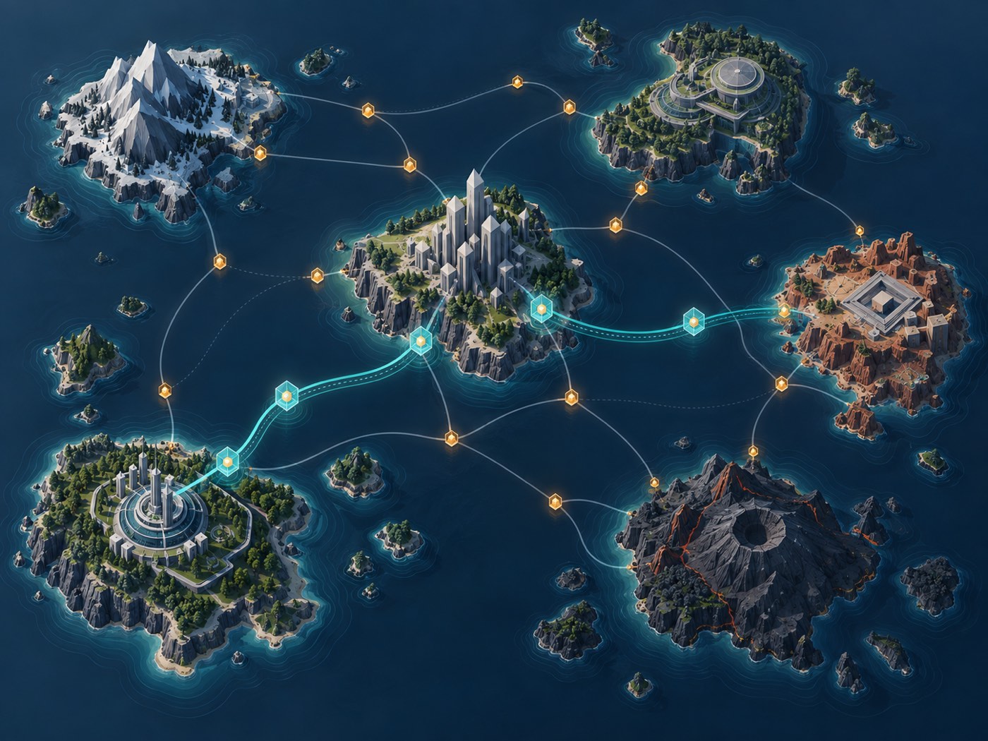 A cross-chain route splitting at a verification checkpoint