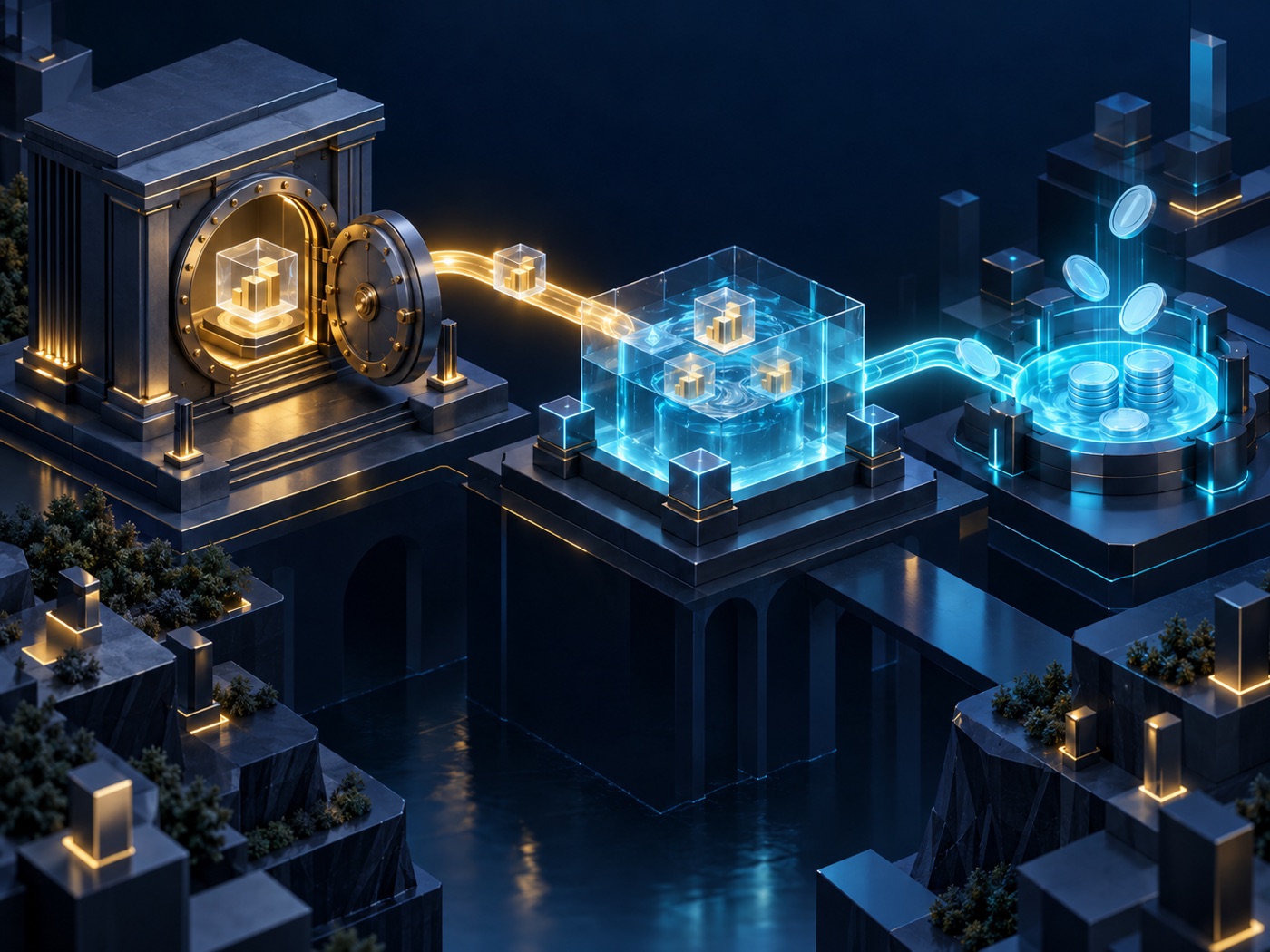 Tokenized equity moving through a DeFi collateral path